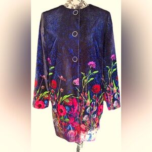 Tahari Velvet Jacket Snake Print And Flowers Jacket Size M
